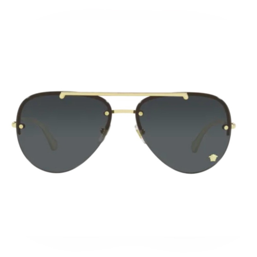 Versace Gold Aviator Sunglasses with Rimless Design - Picture 6 of 8